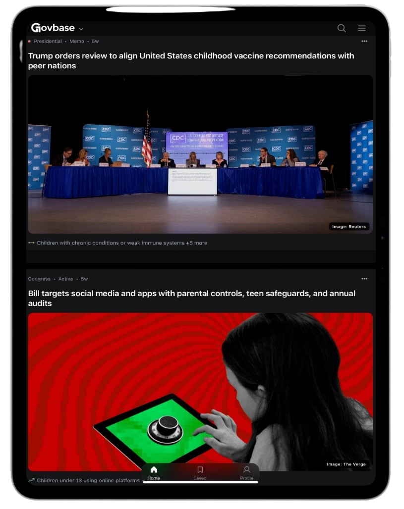 Govbase policy feed on iPad