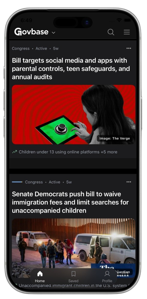 Govbase policy feed on iPhone