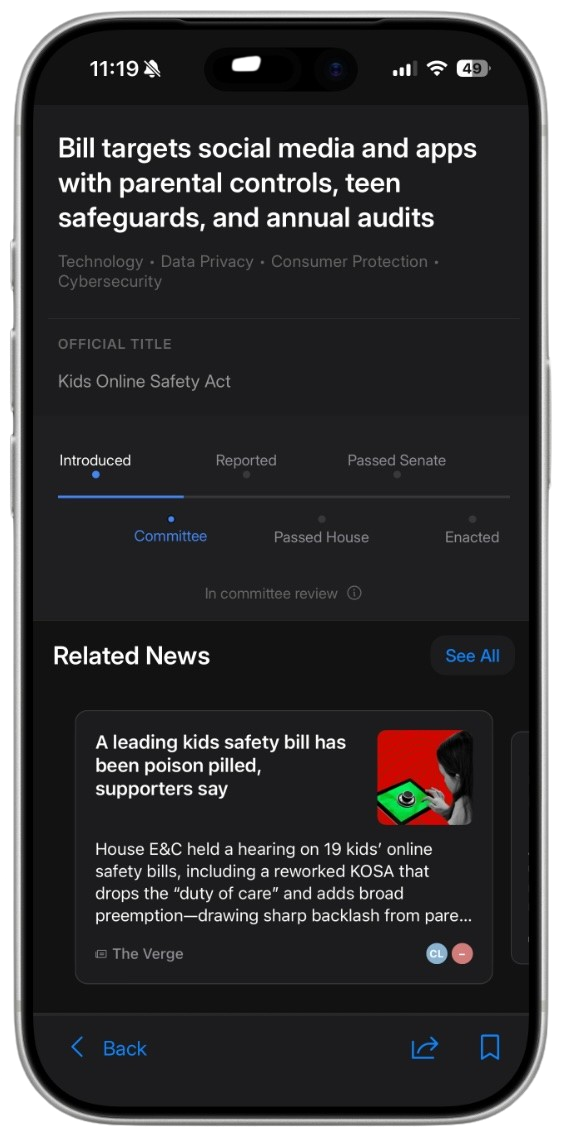 Policy details on iPhone